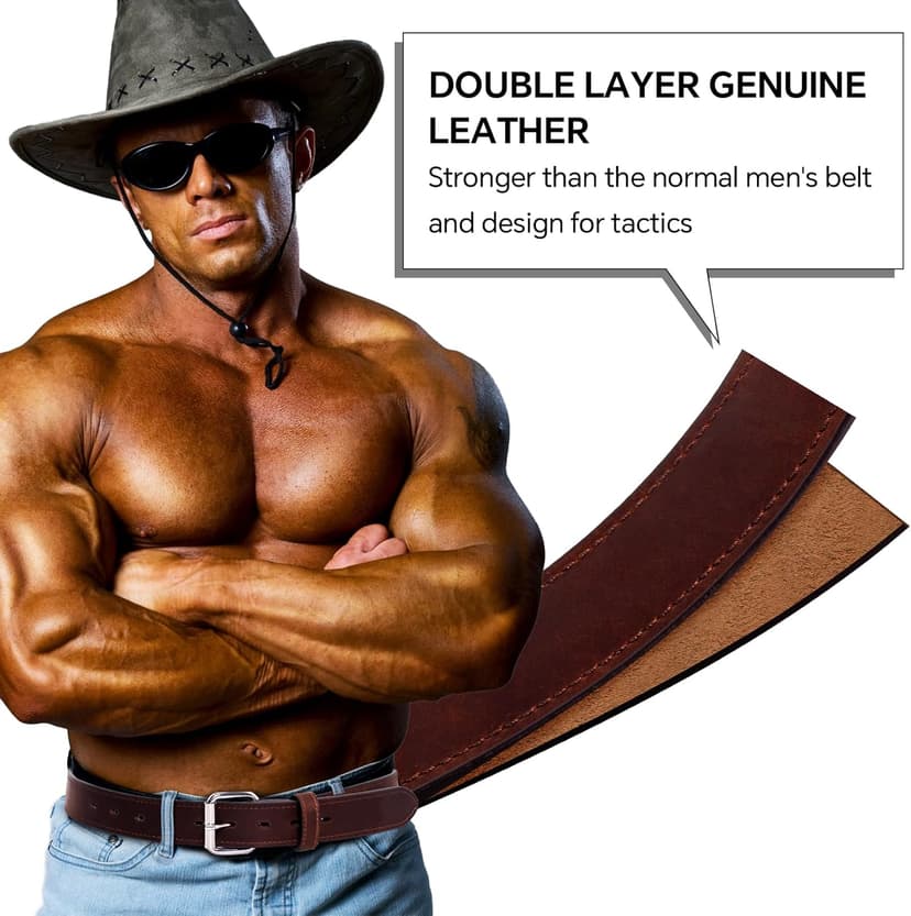 POYOLEE Concealed Carry CCW Leather Gun Belt | Top Grain Leather Belt for Gun Carry | Mens Heavy Duty EDC Belt 1 1/2-Inch