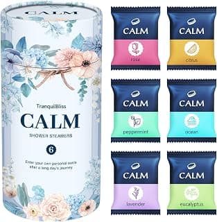 Natural fragrance, individually wrapped, self-care and relaxation gifts for women who have everything, stocking stuffers TranquilBliss Shower Steamers, 6-Count Shower Bombs, Gifts for Women B0CJ2K61WK