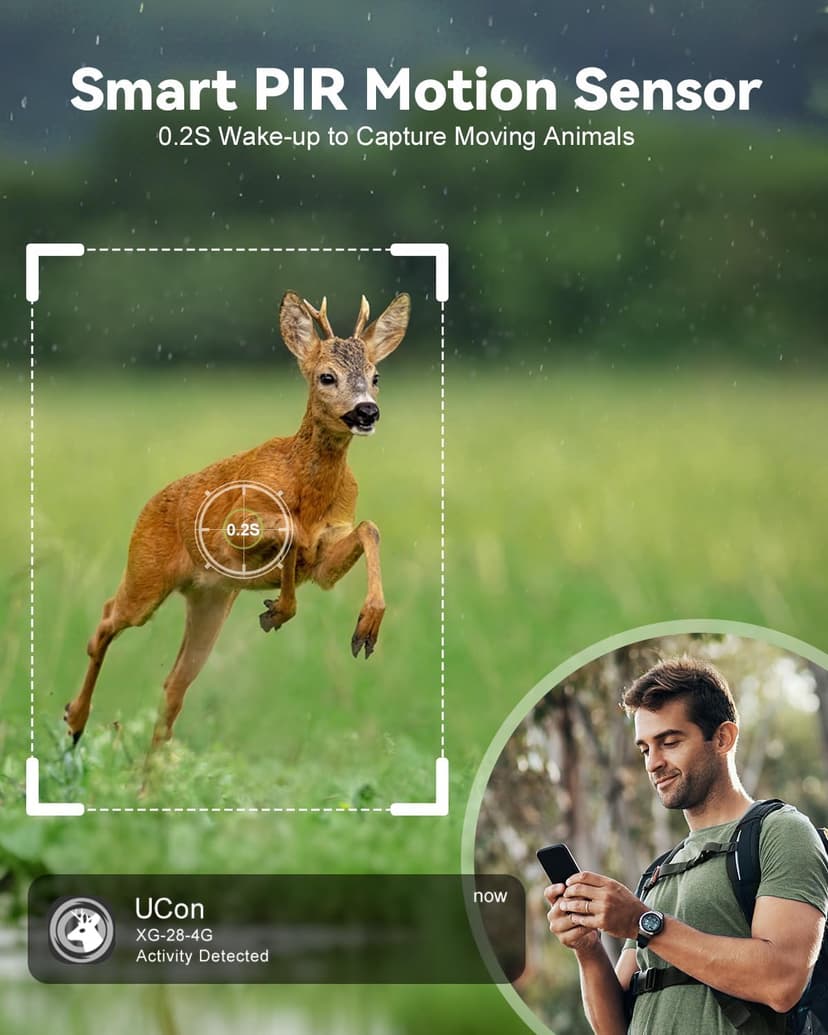 Xega 4G LTE Cellular Trail Camera with Livestreaming, No WiFi Game/Deer Cameras, Motion Activated, 7800mAh Battery, 950nm No Glow Night Vision, TF/Cloud Storage, IP66 Weatherproof, Built-in SIM Card