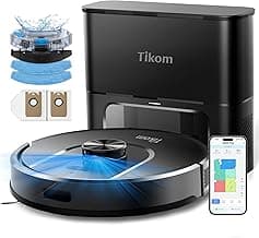 Tikom Robot Vacuum and Mop, 6000Pa Robotic Vacuum Cleaner with Self-Emptying Base, 90 Days Capacity, LiDAR Navigation, Home Mapping, Ideal for Pet Hair, Hard Floors, Carpet (L8000 Plus)