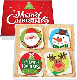 Christmas Cookies Gift Baskets Box for Men Women Kids | Holiday Cookie Treats decorated | Individually Wrapped Sugar | Nut Free | 4 Pack