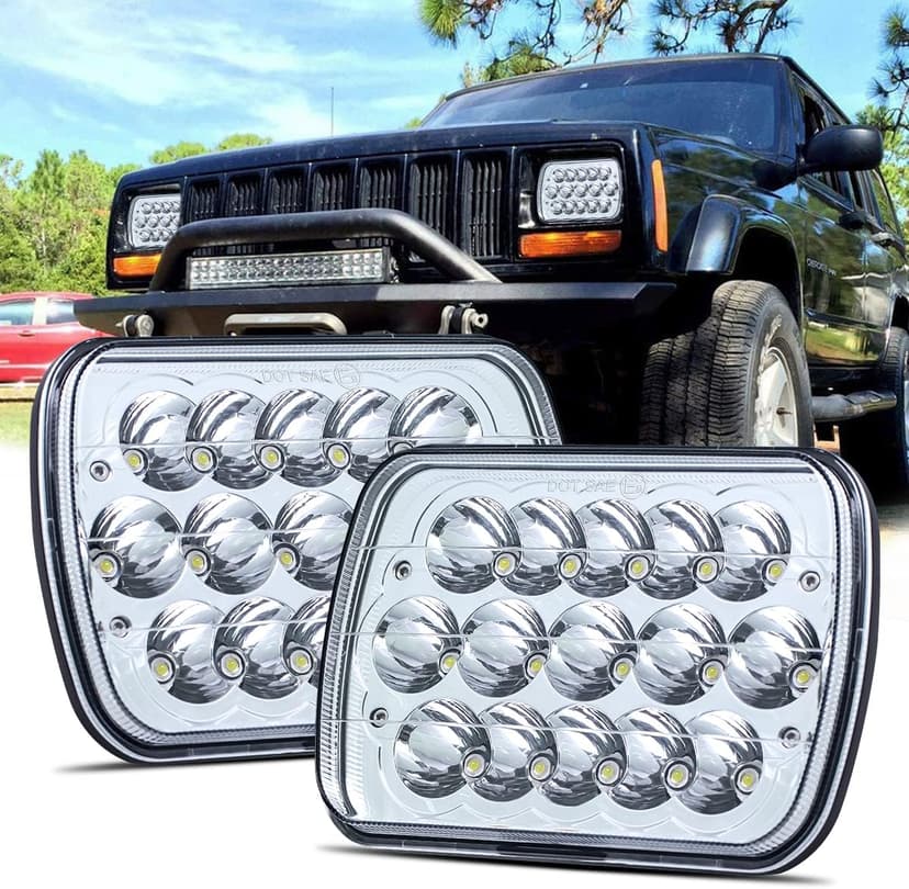 LEDMIRCY H6054 LED Headlights, 5x7 LED Headlights Rectangular 2PCS 90W High Low Sealed Beam Square 7x6 Headlight DOT Approved for Truck Chevy Cherokee Tacoma Ford Van Sedans H5054 H6014 H6052 6053