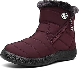 Hsyooes Womens Warm Fur Lined Winter Snow Boots Waterproof Ankle Boots Outdoor Booties Comfortable Shoes for Women