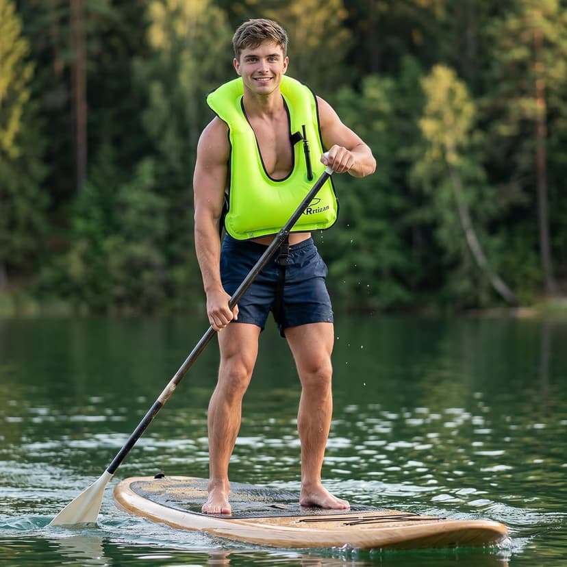 Rrtizan Snorkel Vest, Adults Portable Inflatable Swim Vest Jackets for Snorkeling Swimming Diving Safety Load up to 220 Ibs
