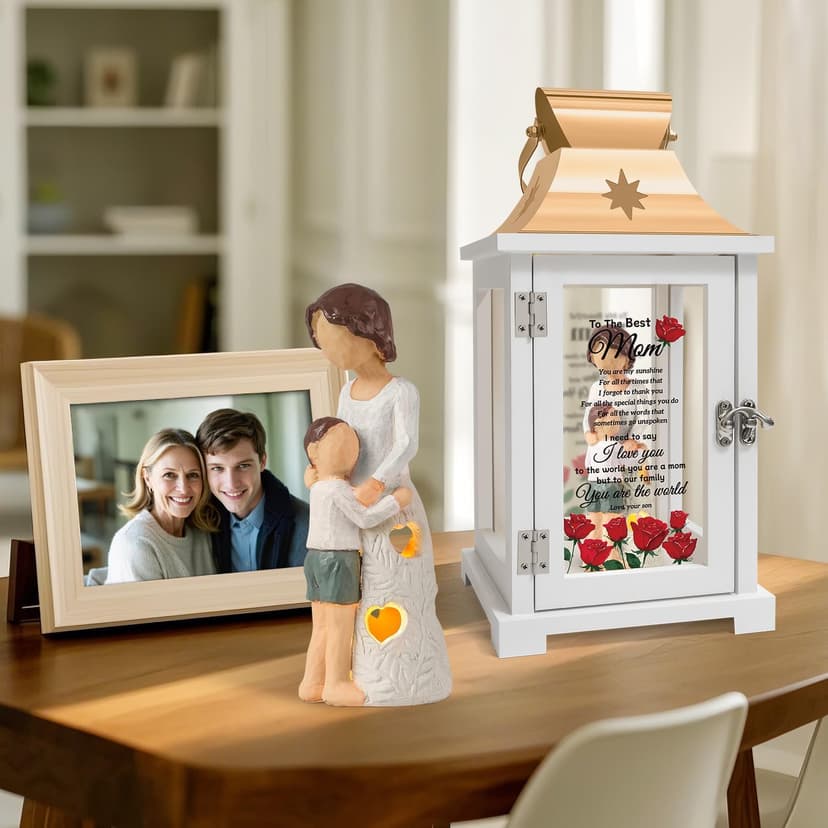 Mothers Day Birthday Gifts for Mom from Son, Mom Gifts from Son - Happy Birthday, Christmas, Valentine's Day Gifts Mom Son Figurine Lantern