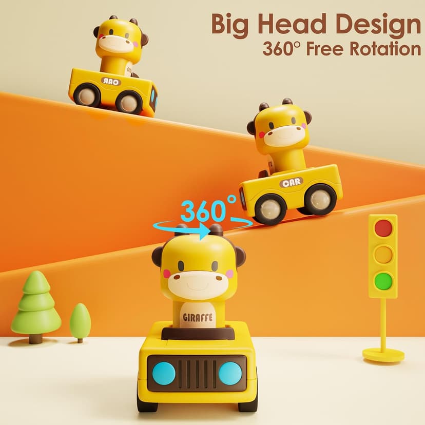 Infant Play Vehicle Set, Push Go Friction Car, Montessori Toy for 6-9-12-18 Months, 1st Birthday Gifts for 1-2 Years Old Girl iPlay, iLearn Baby Press to Go Car Toys for Toddlers 1-3, 1 Yr Old Boy Gift B0BTBV51KY