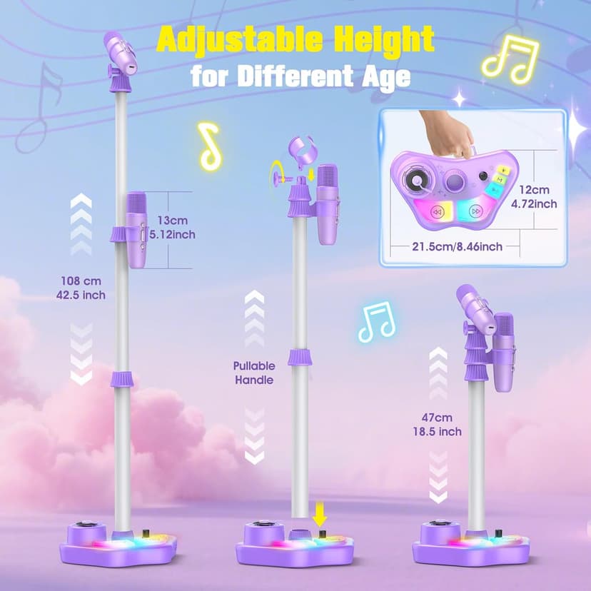 Stand Karaoke Machine for Kids, Christmas Singing Toys Gifts for 3 4 5 6 7 8 Year Old Girls Boys, Rechargeable Kid Microphone Bluetooth Speaker with 2 Mic for Girl Age 4-6 Toddler Birthday Party Toy B0G6LBYTJ2