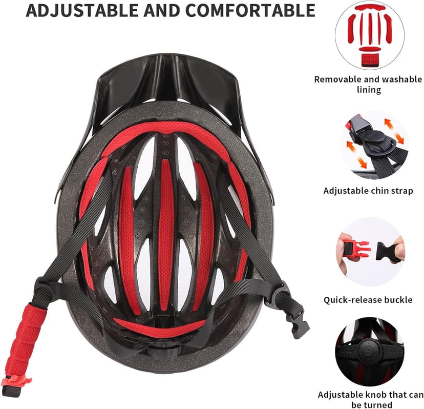 Bike Helmet with Visor for Men Women – Lightweight Road & Mountain Bicycle Helmet – Adjustable Adult Cycling Helmet for Commuting, MTB & E-Bike, CPSC Certified