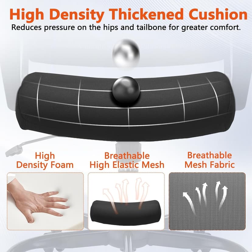 CLATINA Ergonomic Rolling Mesh Desk Chair with Executive Lumbar Support and Adjustable Swivel Design for Home Office Computer Black 8 Pack
