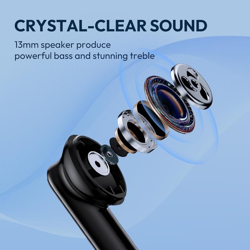 BAFONE Earbuds Wireless Bluetooth Ear Buds 60H Playback LED Power Display Headphone Wireless Bluetooth IPX5 Waterproof in-Ear Earbuds with Mic for Smart Phone Laptop Computer Sports (Black)