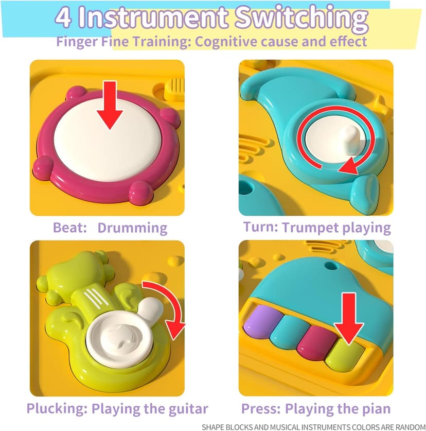 PANITU Baby Activity Cube, Cube Toys for Babies 6-12 Months, Toddler Music Busy Board with 4 Sensory Shape Blocks, 6-in-1 Educational Early Development Toy, Christmas, Birthday Gift for 1 Year Old