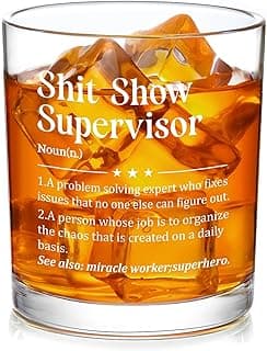 Futtumy Boss Gifts for Men, Shit Show Supervisor Whiskey Glass, Office Boss's Day Gift Christmas Gifts Birthday Thank You Gift for Supervisor Boss Men Coworker Manger, 10 Oz Old Fashioned Glass