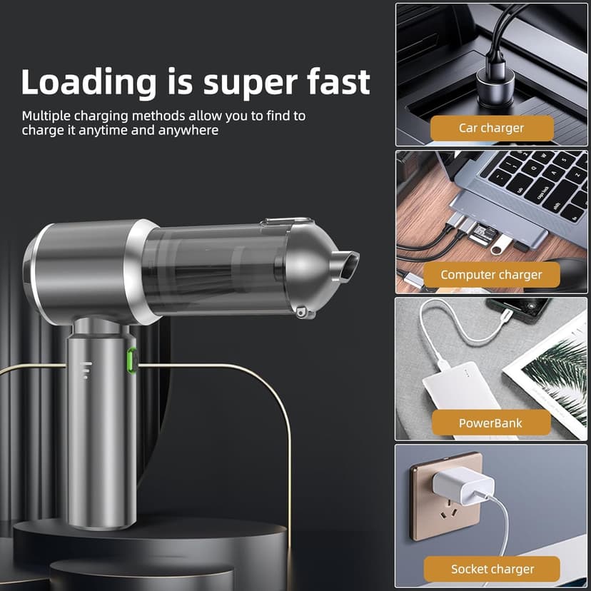 Handheld Vacuum Cleaner, 28000Pa 4 in 1 Handheld Vacuum Cordless, Brushless Motor, One-Touch Dust Removal, 3 Speeds Car Vacuum Cleaner Portable Cordless, Ideal for Office, Home, Kitchen, Car, Pet Hair