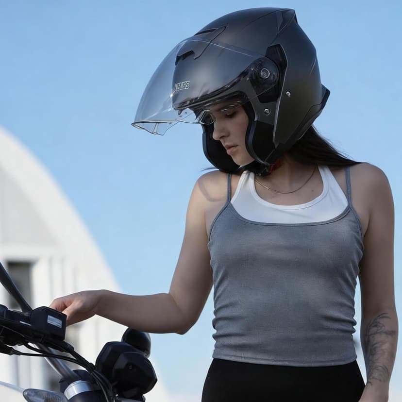 Motorcycle Helmets for Adults, Open Face Motorcycle Helmet with Dual Visor, Casco para Moto DOT Certified, ATV Dirt Bike Snowmobile Motocross Helmet for Men Women, Quick Release Strap, AP-836