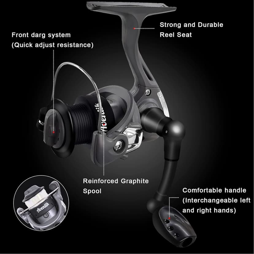 Aventik Ultralight Ice Fishing Rod Reel Combo 26//28/30/32 inch Medium Light Fast Action Multi-Species Spinning Ice Fishing Combos Tackle for Walleye Perch Panfish and Trout