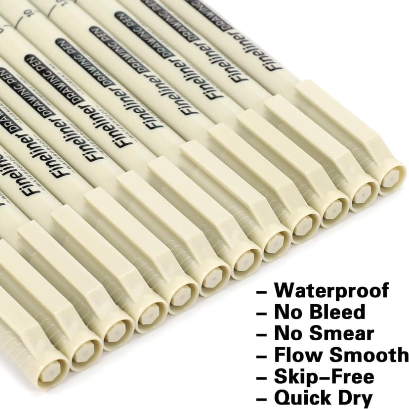 Micro Fineliner Black Drawing Pens,12 Waterproof Watercolor Painting Art Supplies Adults Anime Gifts Artist Fine Line Marker Archival Ink Micron Set Sketch Outline Manga Sketching Zentangle Teen Stuff