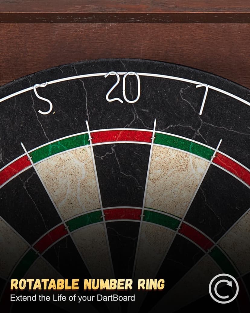 Yirinatek Sisal Dart Board Cabinet Sets, Decorative Dart Boards for Adults [6*Steel Darts] - Wooden Dartboard Cabinet with Integrated Scoreboard for Family Game Rooms