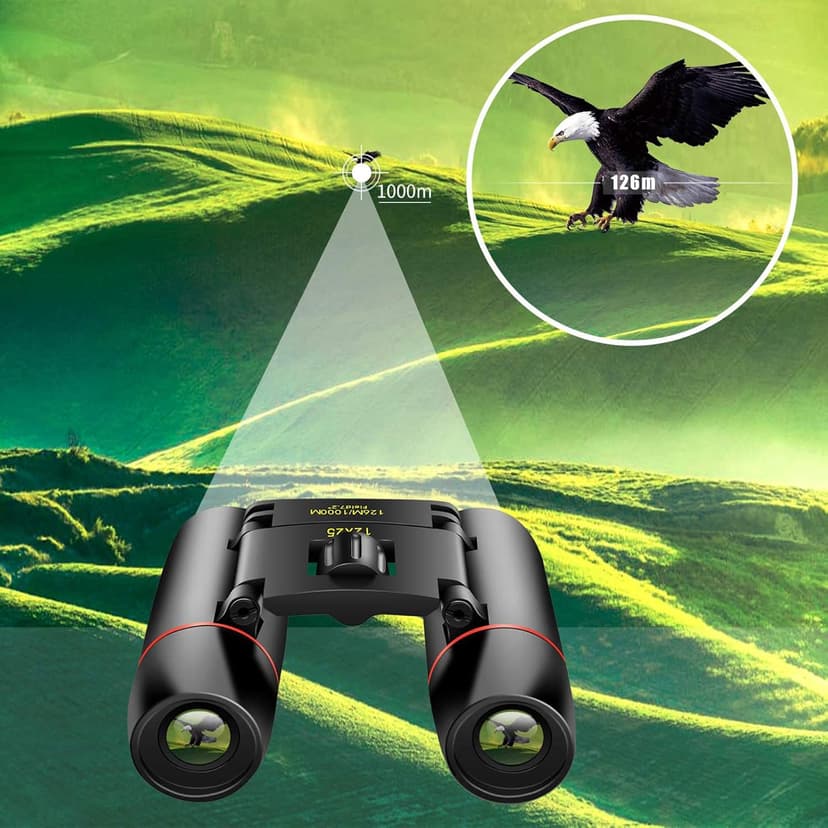 POLDR 12X25 Small Pocket Binoculars Compact Adults, Mini Kids Binoculars Boys for Bird Watching, Concert Theater Opera
