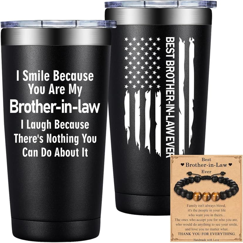 Grifarny Brother in Law Gifts - Brothers in Laws Christmas Gifts - Fathers Day, Birthday Gift for Brother in Law - I Smile Because You're My Brotherinlaw Tumbler Cup 20oz