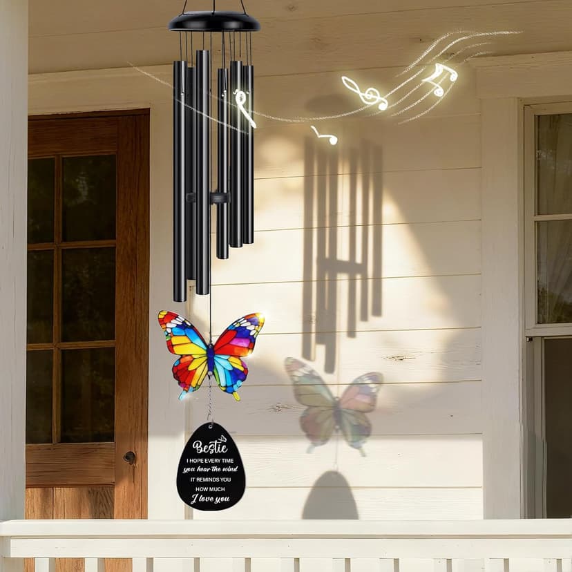 Best Friend Birthday Gifts for Women, Bestie Birthday Gifts for Women, Friendship Gift for Woman, Unique Bestie Gift Ideas for Woman Female Friend BFF, Butterfly Home Decor, Bestie Wind Chimes B0G1X9K44Y