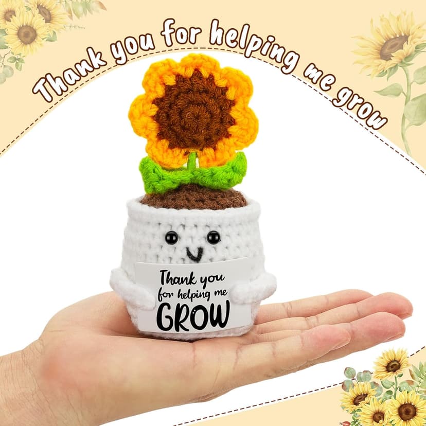 MBL Sunflower Christmas for Women Teacher - Thank You Appreciation Emotional Inspirational Support Crochet Sunflowers Gifts for Men Coworker Boss Lady Friend Thanksgiving Retirement Stocking Stuffers