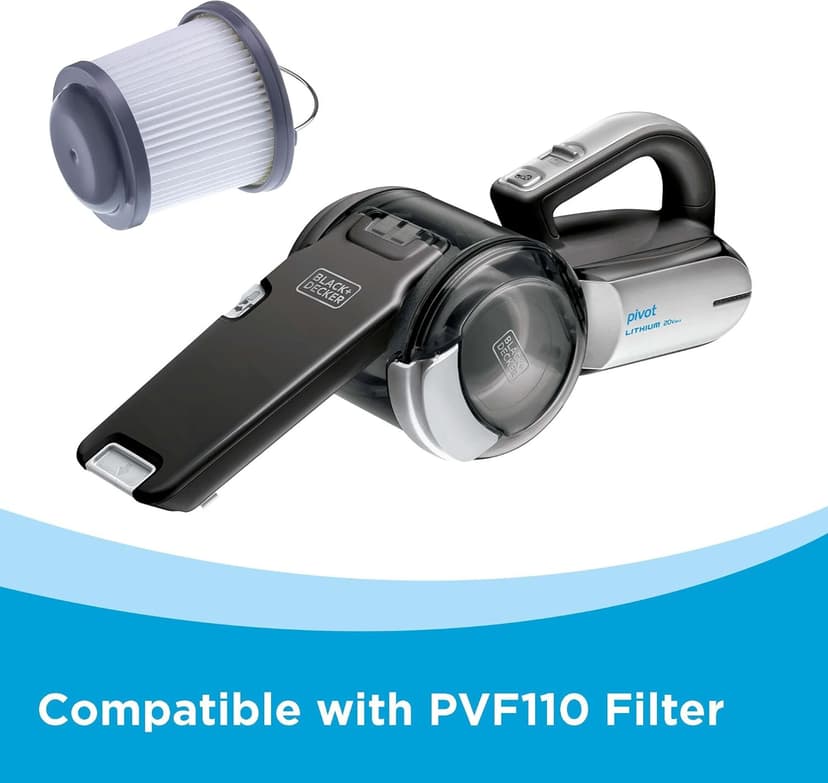 BLACK+DECKER dust buster PIVOT VAC Handheld Vacuum Cordless, Car Vacuum Portable Rechargeable, Extendible Crevice Tool and 200 Degree Pivoting Nozzle, Strong Suction, Lightweight (BDH2000PL)