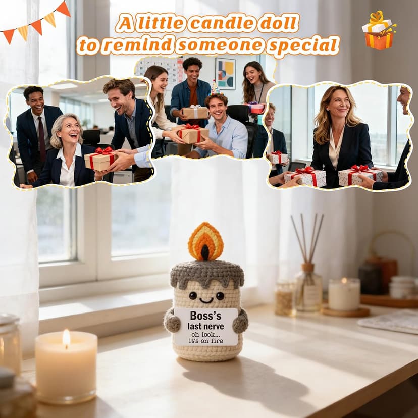 Boss Lady Female Male Gifts, Funny Birthday Christmas Leaving Gag Gift for Supervisor Manager, Handmade Crochet Candle Decor Funny Bosses Day Gifts for Women Man, Appreciation Gifts for Boss B0G2LZ6T1K