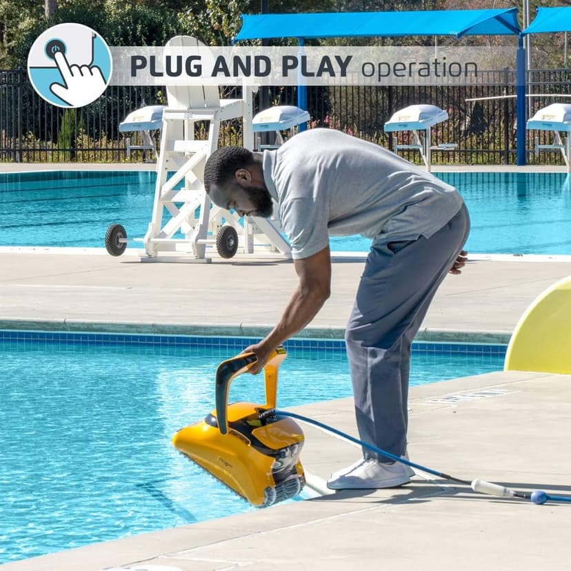Dolphin Wave 60 Automatic Robotic Pool Vacuum Cleaner Includes Caddy, Wall Climbing Scrubber Brush, Top Load Filters, Ideal for Commercial Pools up to 50 FT in Length
