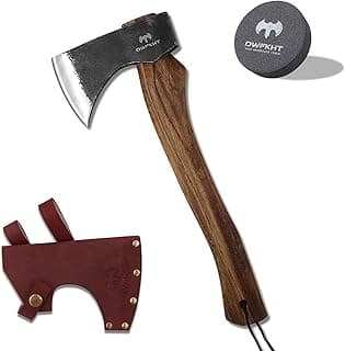 15.7" Hatchet, Camping Hatchet, Hand-Forged Axe with Sheath for Wood Chopping, Splitting, and Carving, Bushcraft Axe with Beech Handle for Outdoor Survival and Garden Work