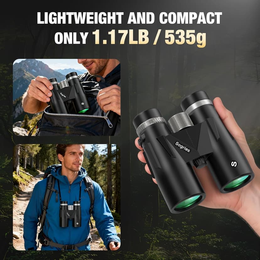 12x42 HD Binoculars for Adults with Phone Adapter, Tripod & Tripod Adapter - BAK4 Prism, FMC Lens, Waterproof & Fogproof, High Powered Scope for Bird Watching, Hunting, Hiking, Travel