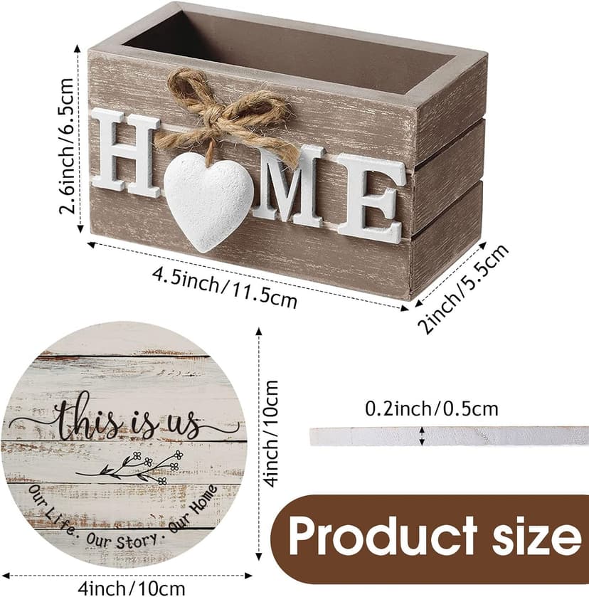 Wooden Coasters for Drink with Holder, 4'', Funny Home Decoration for Family Coffee Bar Table Protection, New Home Gift Ideas Queekay House Warming Gifts New Home Farmhouse Coasters Set of 6, Mixed B0BRSGRGBG