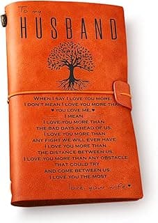 Husband Gifts from Wife Romantic - to My Husband Leather Journal Notebook - I Love You Engraved Vintage Embossed Writing Journal Gift for Husband Christmas Anniversary Wedding Birthday