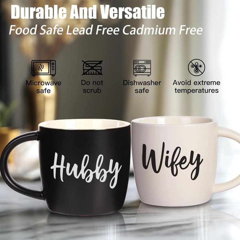 Christmas Gifts for Couples 2025, Wifey Hubby Mugs Set of 2 Coffee Mug, Bridal Shower Gift, Mr and Mrs Coffee Mug, Wedding Couples Gift for Bride Groom, Thanksgiving Gifts