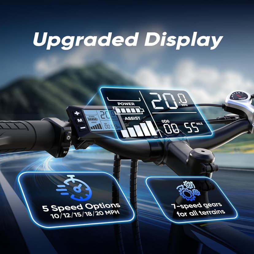 Electric Bike - Electric Bike for Adults 500W, Up to 55 Miles, 20MPH Electric Mountain Bike, 26'' Tires Lightweight E-Bike for Commuting Mountain Road Sand