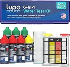 Lupo 6-in-1 Pool Test Kit | Pool Testing Kit for Residential Swimming Pools & Spas for Testing Total Chlorine, Total Bromine, pH, Base Demand, Acid Demand & Total Alkalinity Quick & Accurate Testing