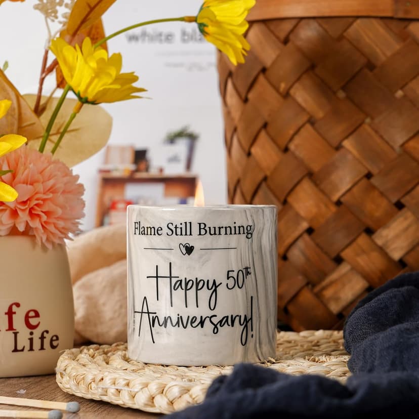 50th Anniversary Candle - 50th Wedding Anniversary Present for Couple & Parents, 50 Year Aniversario Gifts for Men, Women, Wife,Husband - 6 Oz Lavender Candle B0F896Y4LP