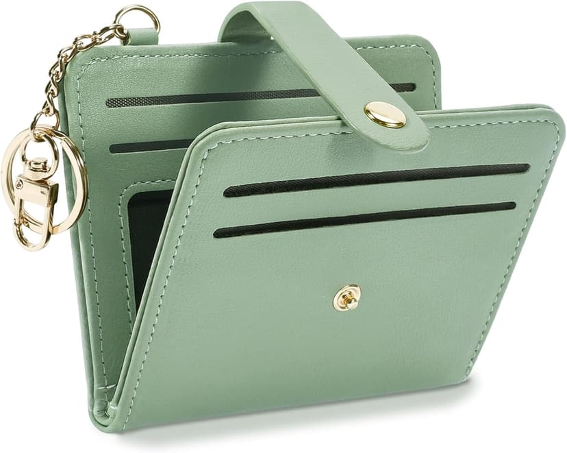 Airkit Small Wallets Woman RFID Blocking Leather Credit Card Holder - with ID Window - Card Wallets for Women - with Zipper Coin Purse - Keychain Wallet