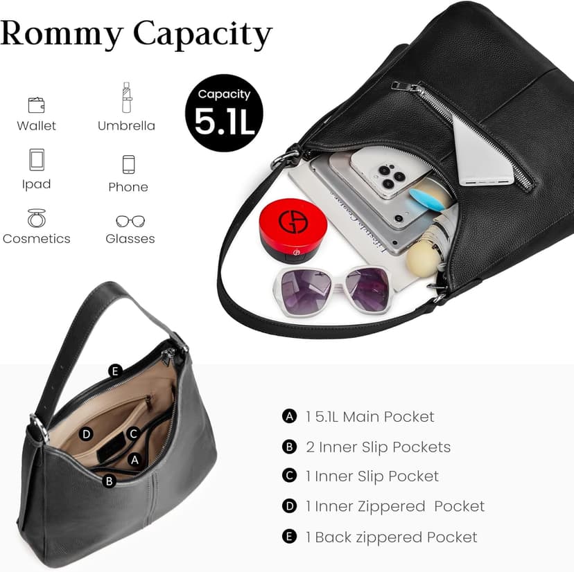 befen Genuine Leather Hobo Bags for Women, Top Grain Real Leather Women's Shoulder Bag Handbags Purses with Adjustable Strap