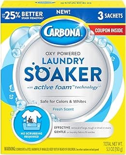 Carbona® Oxy Powered Laundry Soaker with Active Foam Technology | Powerful Stain Remover | Chlorine Bleach Free | Safe on Colors & Whites | 5.3 Oz, 1 Pack