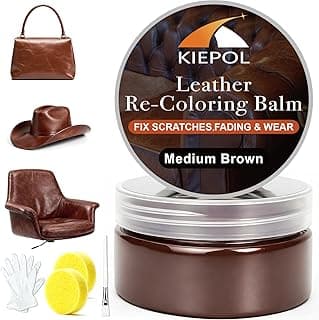 Medium Brown Leather Repair Kit - Recoloring Balm & Dye to Restore Scratches, Faded & Aged Leather & Vinyl Couches, Boots, Car Seats & Furniture