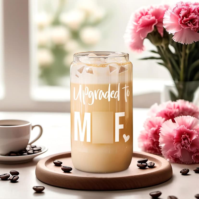 Fairy's Gift New Mom 16 oz Glass Cup with Lid Straw, Funny New Mom Gifts for Women, Christmas Birthday, Postpartum, Pregnancy Gifts for Expecting Mommy, Pregnant Women, Mother to Be, First Time Mommy