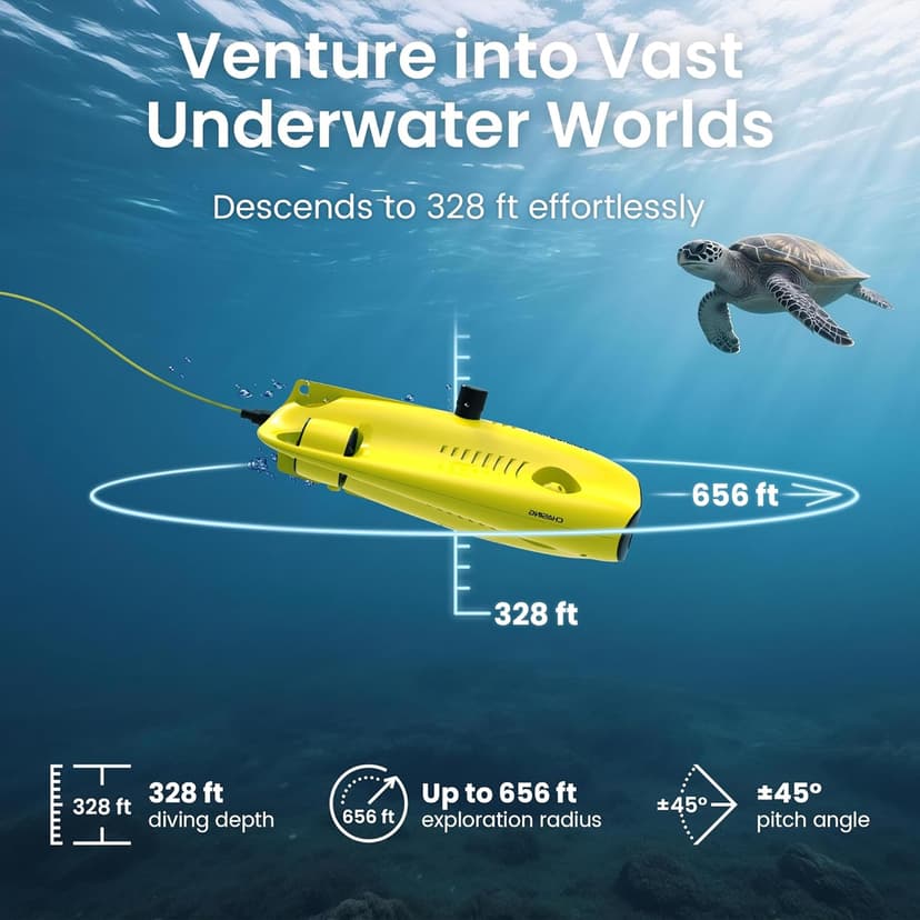 Chasing Gladius MINI S Upgraded Professional Underwater Drone Set, with 4k Resolution + EIS Anti-Shake Camera, Remote Control and App Remote Control, Support Multiple Mounts