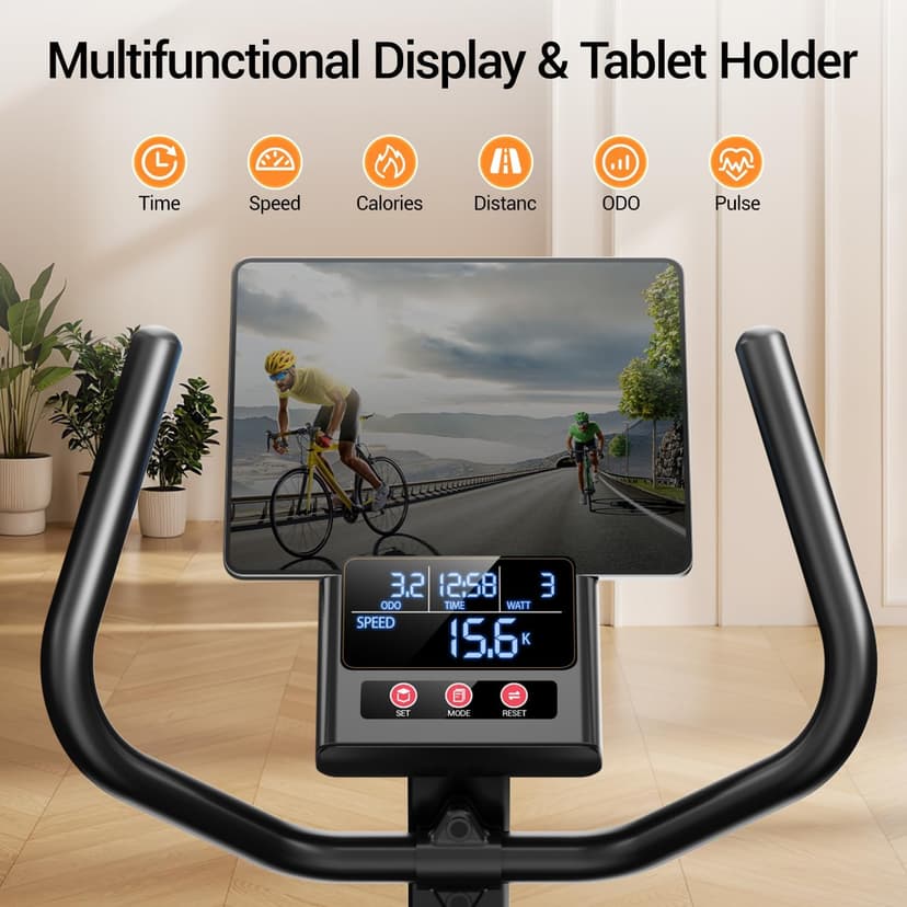 CURSOR FITNESS Recumbent Exercise Bike, Quiet Recumbent Stationary Bike for Adults & Seniors, Magnetic Stationary Bike with 16-Level Resistance, Supports 350LB, Heart Rate Handle & LCD Display