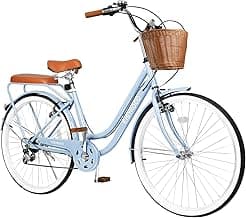 26 Inch Beach Cruiser Bike for Women, Hybrid Womens Bike with 7 Speed, Adjustable Seat, Lightweight Women Beach Cruiser Bike with Anti-Skid Tires, V-Brakes