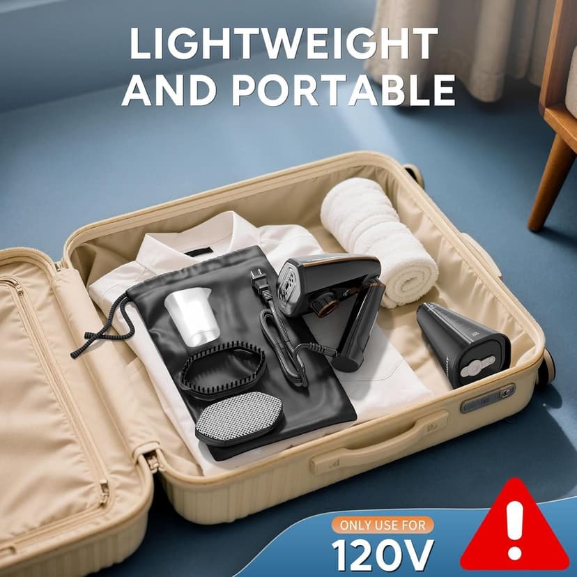 IRONDAY Steamer for Clothes, 1200W Portable Handheld Garment Steamer&Iron 2-in-1 with Fast Heat-up, Auto-Off, 350ml Water Tank, Powerful Foldable Handle Clothes Steamer Compact Size for Travel Home