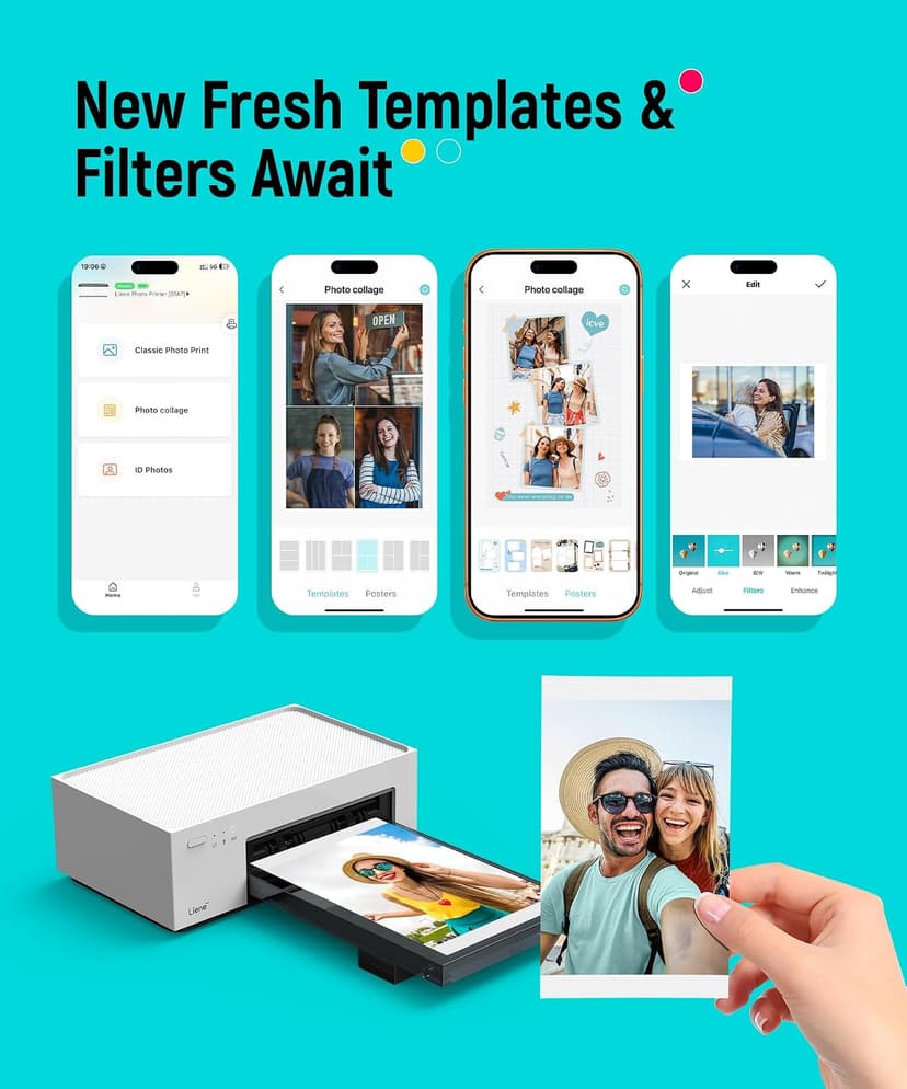 Liene M100 4x6'' Photo Printer, Phone Printer 100 Sheets & 3 Cartridges, Full-Color Photo, Portable Instant Photo Printer for iPhone Android, Thermal Dye Sublimation, Wi-Fi Picture Printer 100 Papers B09XHYNHB2