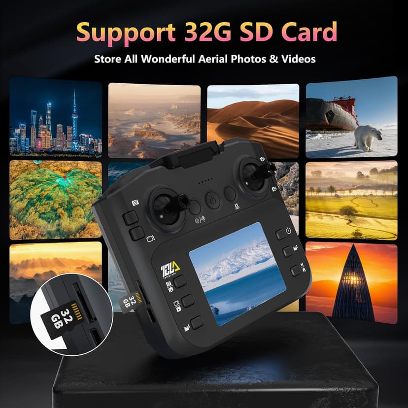 Drone with Camera for Adults 4K LCD Screen RC FPV Drone with Brushless Motor Live Video UHD, Drones for Adult Foldable Mini Quadcopter for Beginner 360° Flips, Support 32G SD Card MAX Under 250g Gifts