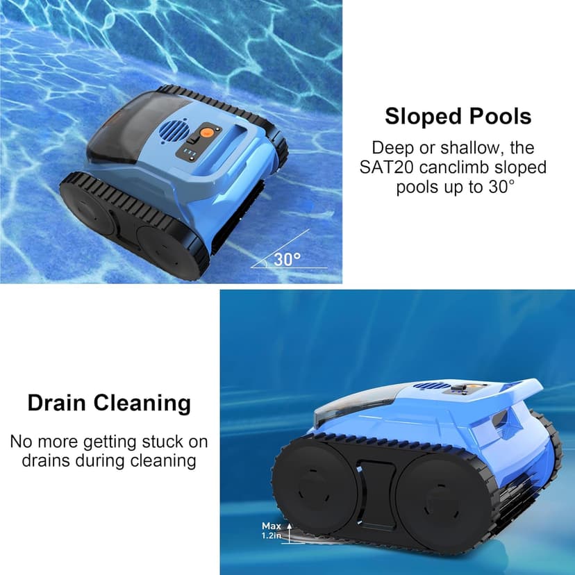 (2025 Upgrade) Pool Vacuum for Inground Pools, Robotic Pool Cleaner, Wall Climbing Pool Cleaner, Cleans Pool Floors, Drain & Walls & Waterline, Cleaning Up to 2100 Sq.ft, 180 Min