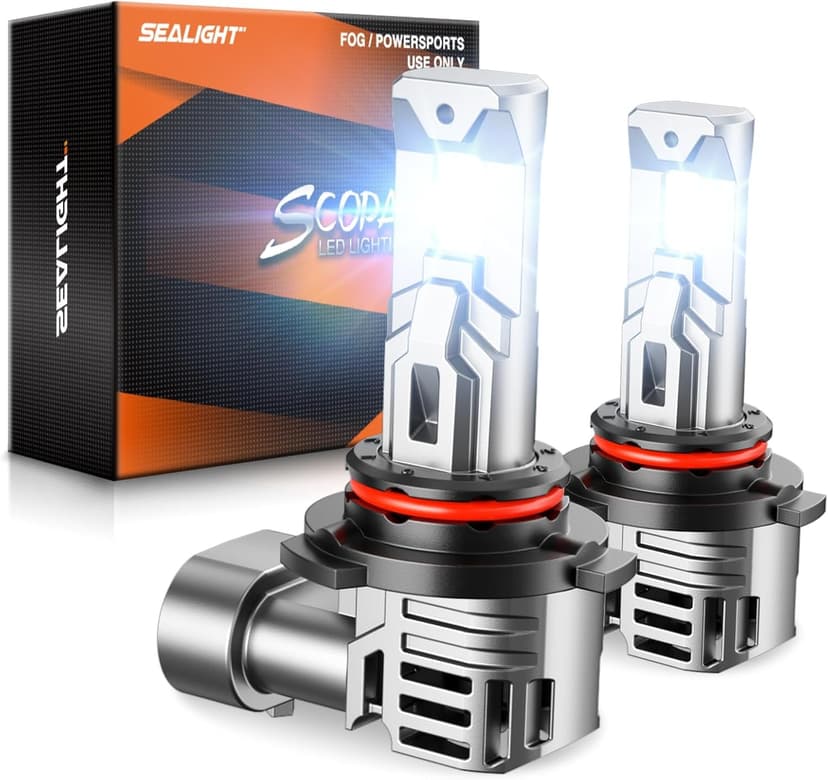 SEALIGHT 9006 Bulbs, 40000LM 6500K Fog Bulbs 1:1 Mini Size with Cooling Fan, HB4 for Powersports ATV/UTV, 3 Mins Plug-N-Play, Pack of 2