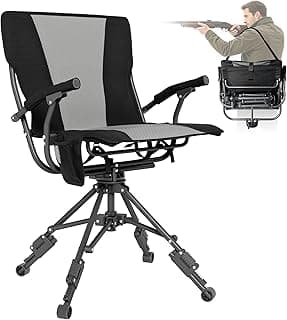 ALPHA CAMP Folding Hunting Chair Waterproof Swivel Hunting Blinds Chair 360 Degree Silent Hunting Seat with Adjustable 4 Legs Height and Armrests 330LBS Capacity for Hunting Camping